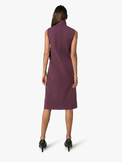 Shop Bottega Veneta High Neck Cutout Dress In Purple