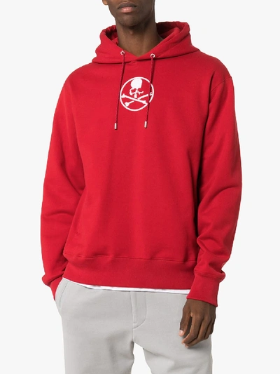 Shop Mastermind Japan Reflective Logo Print Hoodie In Red