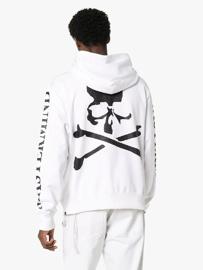 Shop Mastermind Japan Logo Print Zipped Hoodie In White