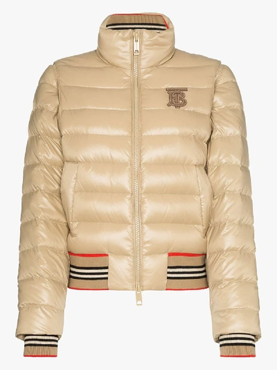 Shop Burberry Cropped Quilted Jacket In Neutrals