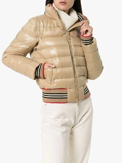 Shop Burberry Cropped Quilted Jacket In Neutrals
