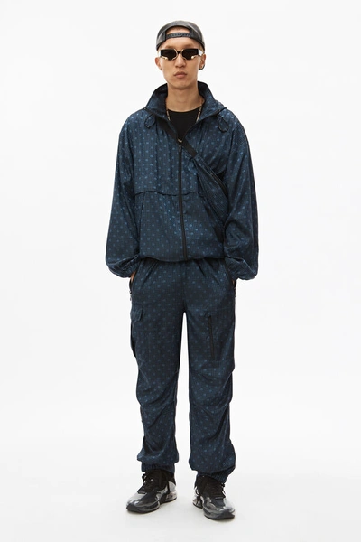 Shop Alexander Wang Monogram Nylon Windbreaker In Navy