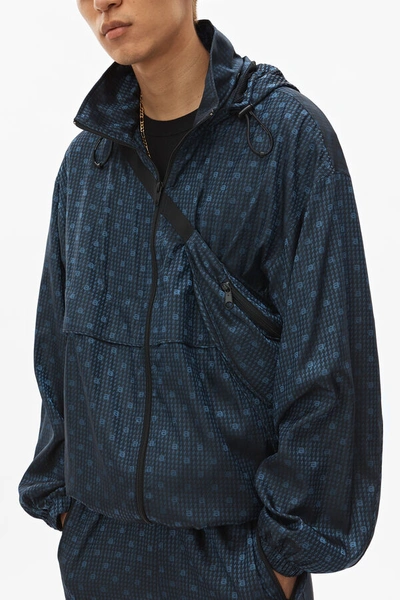 Alexander Wang Blue Men's Navy Nylon Monogram Windbreaker In Black