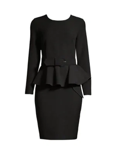 Shop Donna Karan Double Crepe Peplum Sheath Dress In Black