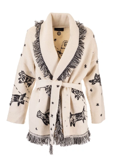 Shop Alanui White Wool Cardigan