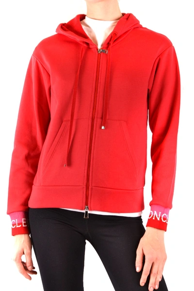 Shop Moncler Red Cotton Sweatshirt