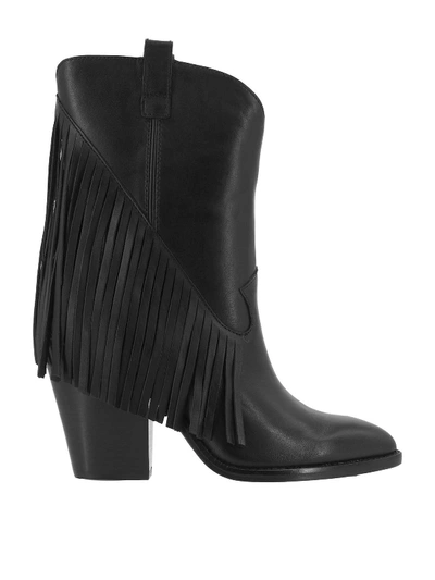 Shop Ash Black Leather Ankle Boots