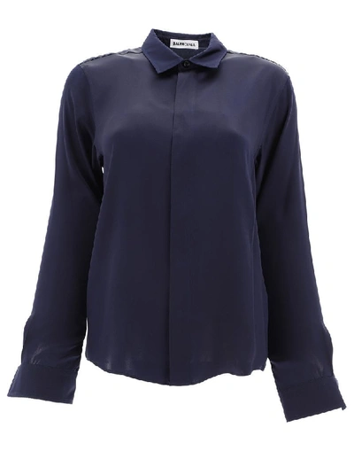 Shop Balenciaga Blue Silk Shirt