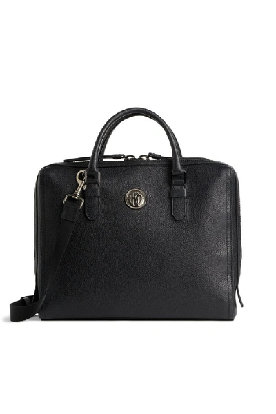 Shop Roberto Cavalli Textured Leather Briefcase In Black