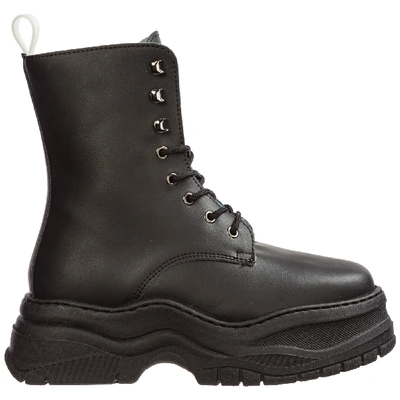 Shop Chiara Ferragni Women's Leather Combat Boots Army In Black