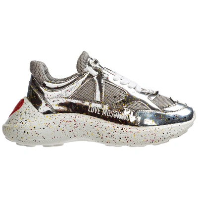 Shop Love Moschino Women's Shoes Trainers Sneakers In Silver