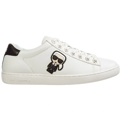 Shop Karl Lagerfeld Women's Shoes Leather Trainers Sneakers K/ikonik Kupsole In White