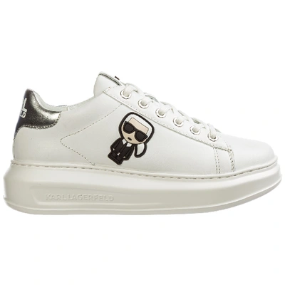 Shop Karl Lagerfeld Women's Shoes Leather Trainers Sneakers  K/ikonik Kapri In Silver