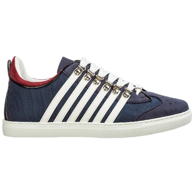 Shop Dsquared2 Men's Shoes Leather Trainers Sneakers In Blue