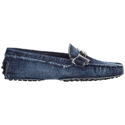 Shop Tod's Women's Loafers Moccasins  Gommino Double T In Blue