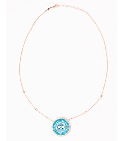 Shop Jacquie Aiche Opal And Diamond Eye Necklace In Rosegold