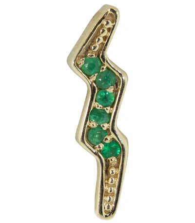 Shop Andrea Fohrman Emerald Lightning Bolt Single Stud In Ylwgold