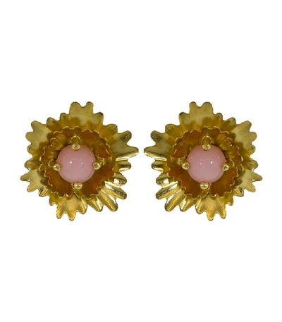 Shop Irene Neuwirth Jewelry Pink Opal Superbloom Stud Earrings In Ylwgold