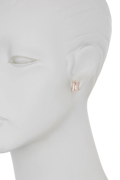 Shop Suzanne Kalan 14k Rose Gold White Topaz & White Diamond Pave Baguette Stud Earrings In White Topaz/white Dia