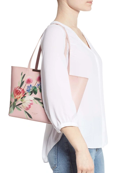 Shop Ted Baker Abiiey Flourish Mini Leather Shopper In Dusky-pink