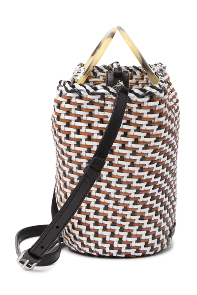 Shop Loeffler Randall Agnes Woven Fan Crossbody In Timber Brown/black/white