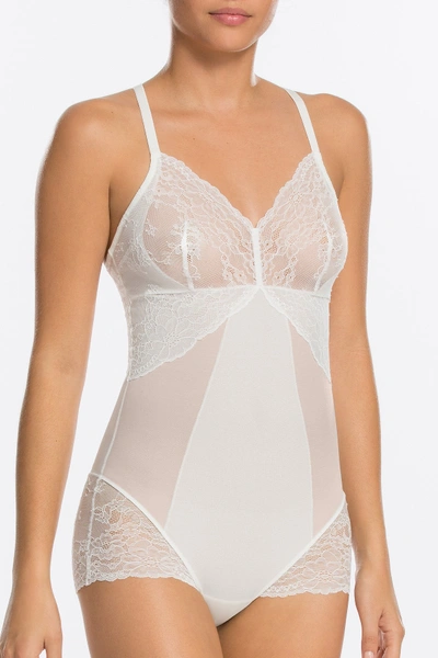 Shop Spanx Spotlight On Lace Bodysuit In Clean White