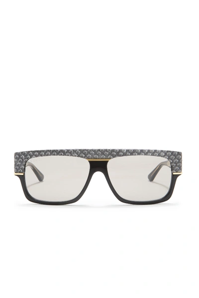 Shop Gucci 60mm Snakeskin Print Rectangle Sunglasses In Grey/black