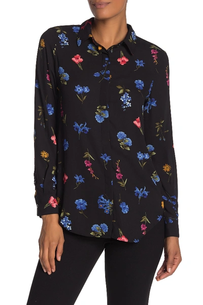 Shop T Tahari Long Sleeve Floral Printed Hidden Placket Shirt