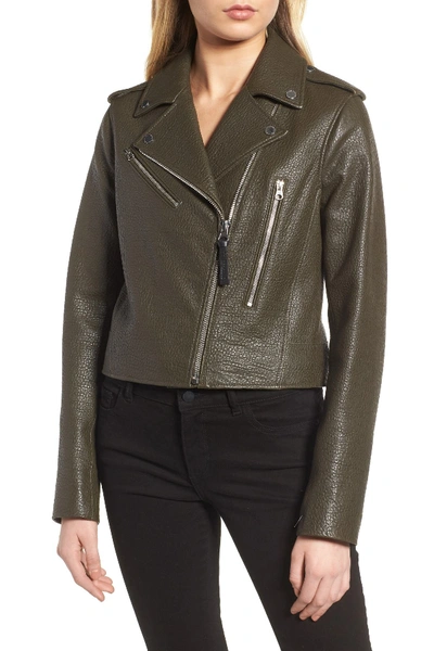 Shop Derek Lam 10 Crosby Asymmetrical Zip Leather Moto Jacket In Loden
