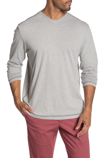 Shop Tommy Bahama Lanikai V-neck Long Sleeve T-shirt In Lt Grey