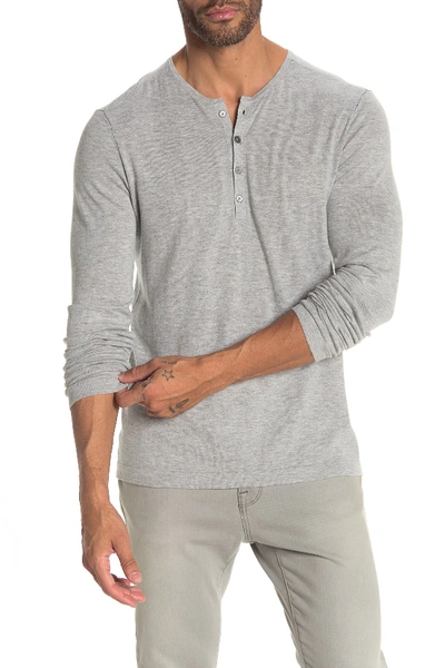 Shop John Varvatos Long Sleeve Henley Sweater In Lt Grey Hthr