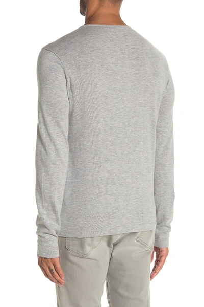 Shop John Varvatos Long Sleeve Henley Sweater In Lt Grey Hthr