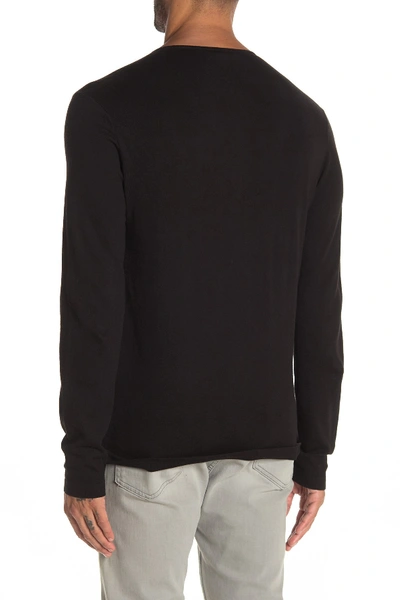 Shop John Varvatos Long Sleeve Henley Sweater In Black