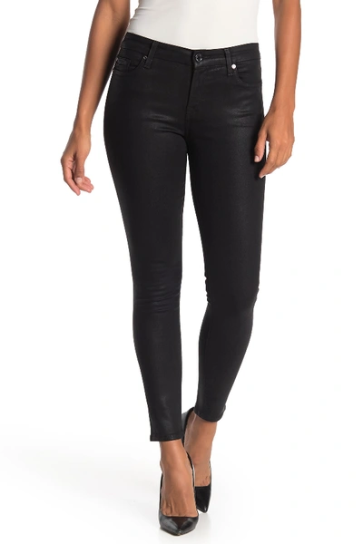 Shop 7 For All Mankind The Ankle Skinny Jeans In Black Coated