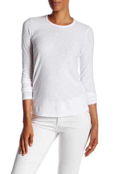Shop James Perse Long Sleeve Cotton Modal Blend Crew Neck T-shirt In White