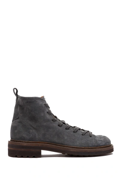 Shop John Varvatos Esssex Leather Combat Boot In Steel Grey