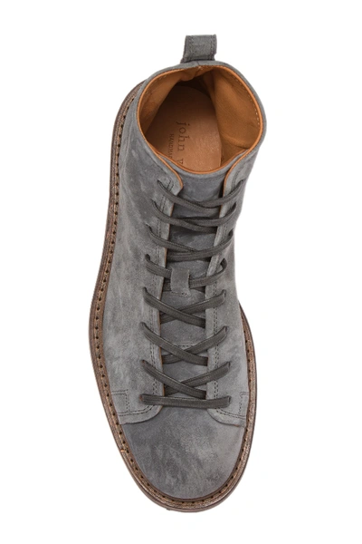 Shop John Varvatos Esssex Leather Combat Boot In Steel Grey