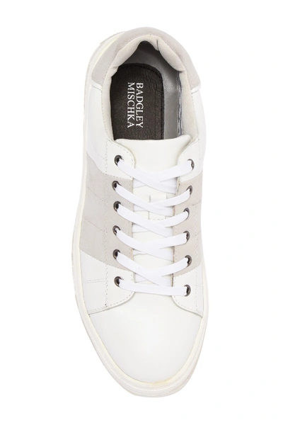 Shop Badgley Mischka Finley Leather & Suede Sneaker In White