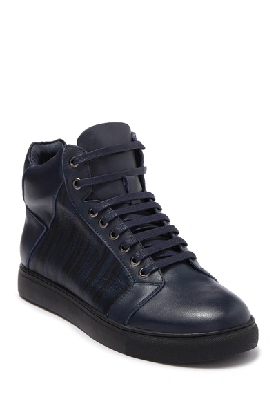 Shop Badgley Mischka Jack High-top Leather Sneaker In Navy