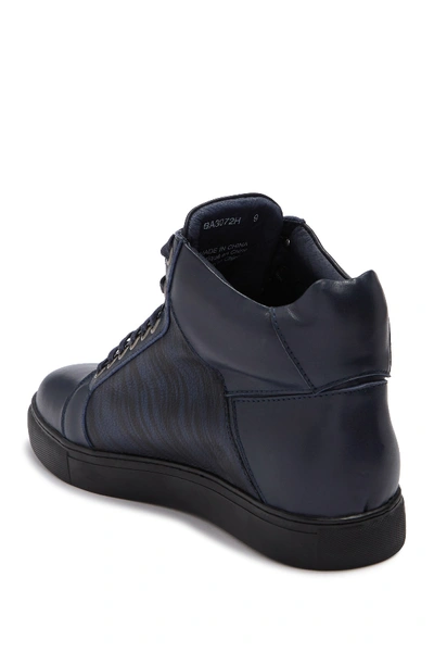 Shop Badgley Mischka Jack High-top Leather Sneaker In Navy