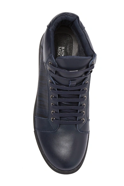 Shop Badgley Mischka Jack High-top Leather Sneaker In Navy