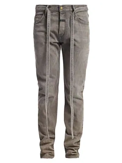 Shop Fear Of God Slim-fit Tie-waist Jeans In God Grey Denim