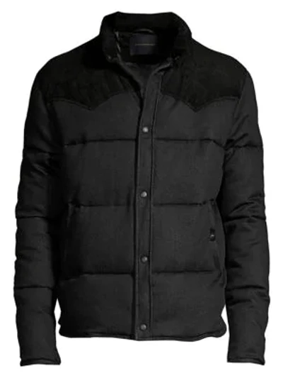 Shop John Varvatos Pacey Western Style Puffer Jacket In Black