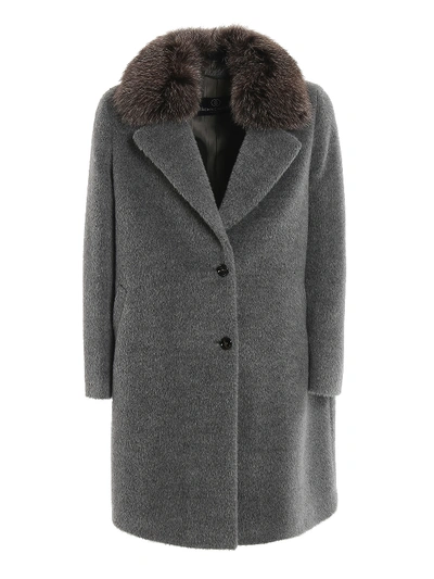 Shop Schneiders Elly Fur Collar Wool Coat In Grey