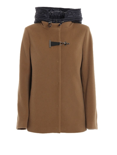 Shop Fay Double Front Wool Padded Short Coat In Light Brown