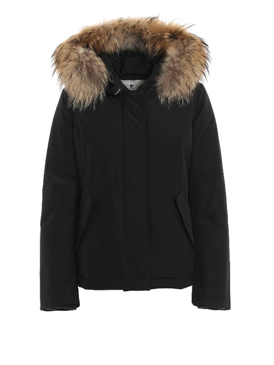 Shop Woolrich Black Short Arctic Parka Padded Jacket