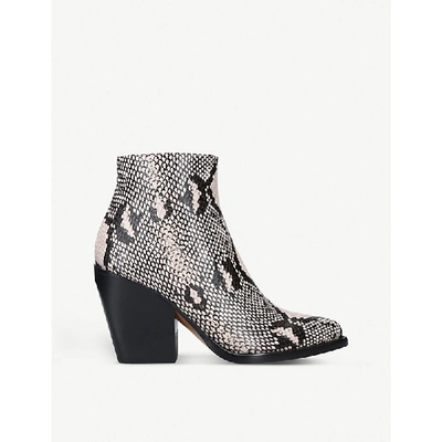 Shop Chloé Snakeskin-embossed Leather Ankle Boots In Pale Pink