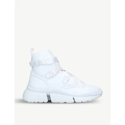 Shop Chloé Sonnie Leather High-top Trainers In White