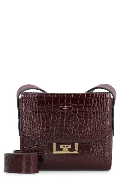 Shop Givenchy Eden Leather Messenger Bag In Burgundy