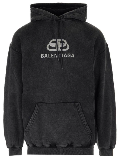 Shop Balenciaga Bb Logo Hoodie In Black